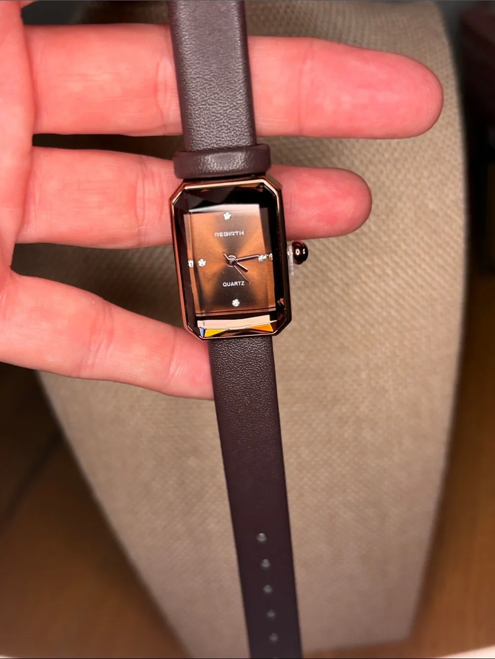 Brown Leather-Strap Quartz Watch